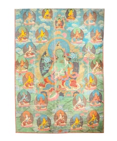 A GREEN TARA THANGKA