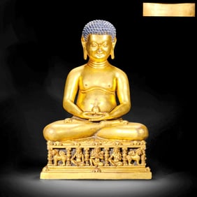 A GILT-BRONZE STATUE OF PROTECTOR
