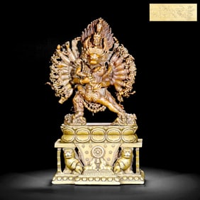 AN ALLOY BRONZE STATUE OF YAMANTAKA