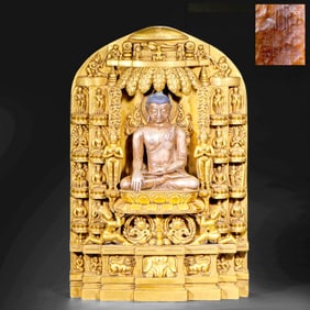 A GILT-BRONZE STATUE OF SHAKYAMUNI