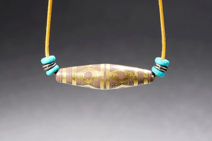 GOLD-SILVER INLAID DZI BEAD