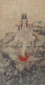 A CHINESE HAND PAINTING WITH THE MARK OF DING GUANPENG