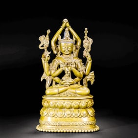 AN ALLOY BRONZE STATUE OF GUANYIN