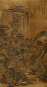 A CHINESE HAND PAINTING WITH THE MARK OF FRANZ KLINE