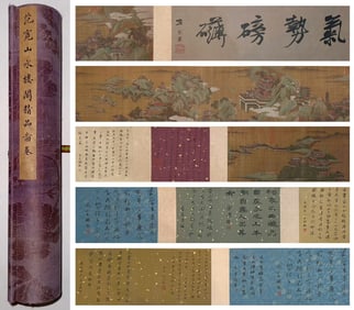 A CHINESE LONG SCROLL HAND PAINTING WITH THE MARK OF FAN KUAN