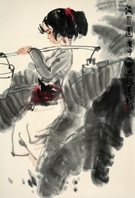 A CHINESE HAND PAINTING WITH THE MARK OF ZHOU SICONG