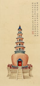 A CHINESE HAND PAINTING WITH THE MARK OF LIANG SICHENG