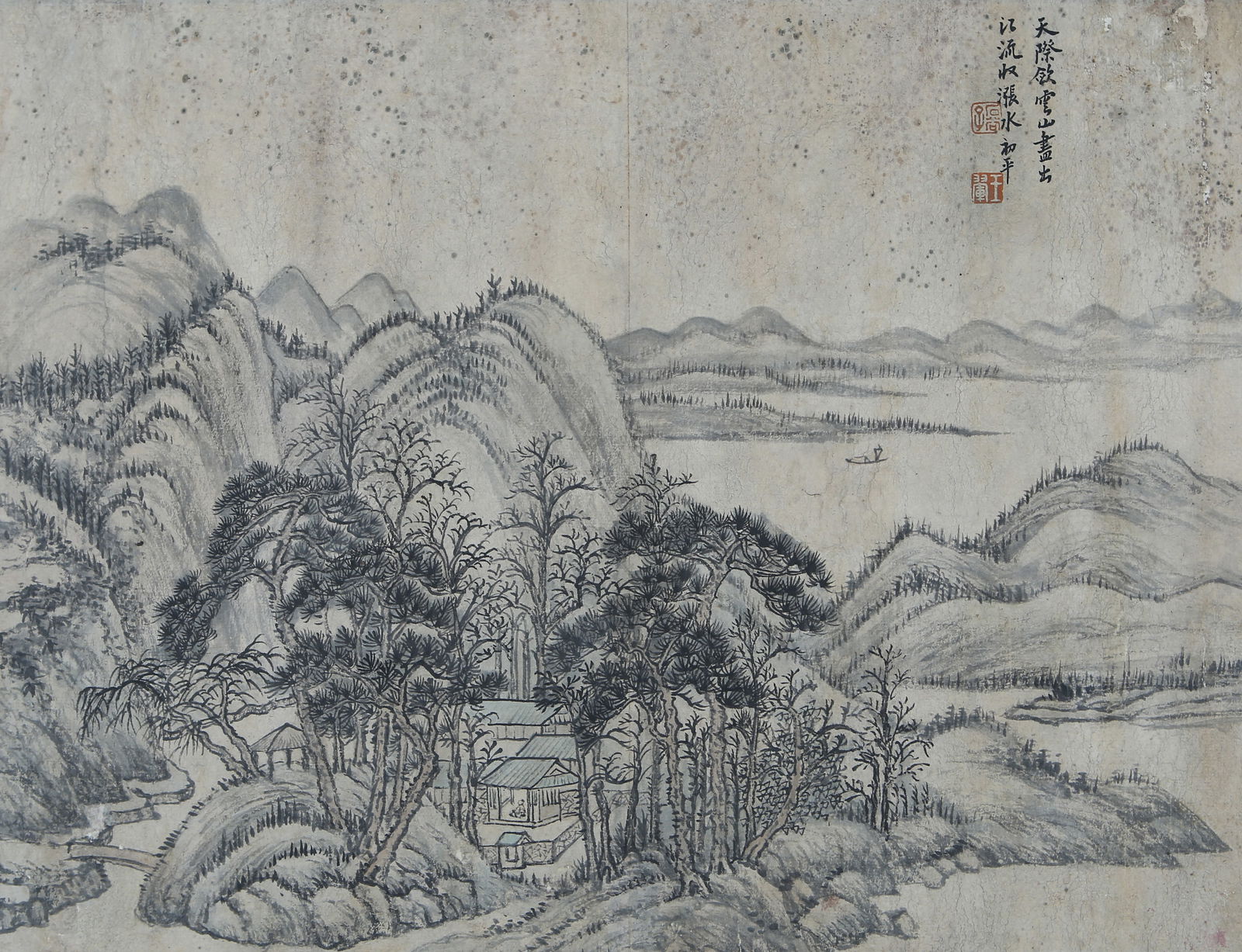 A CHINESE HAND PAINTING WITH THE MARK OF WANG HUI: A CHINESE HAND PAINTING WITH THE MARK OF WANG HUI 32*42CM