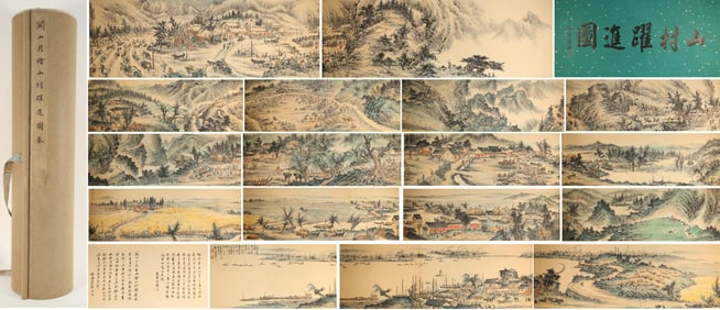 Chinese Drawing Character Story Hand Scroll,Guan Shanyue Mark