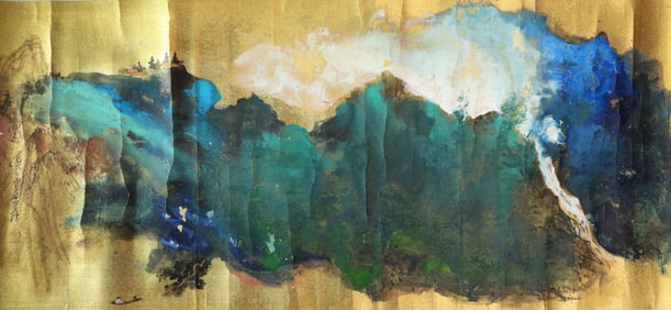 Chinese Drawing Colored Landscape Painting,Zhang Daqian Mark