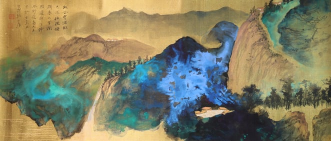 Chinese Drawing Colored Landscape Painting,Zhang Daqian Mark