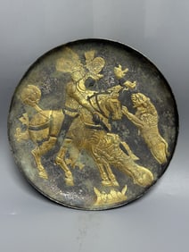 Gilt Silver Carved Character Story Pattern Plate
