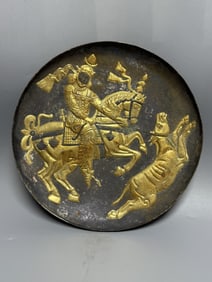 Gilt Silver Carved Character Story Pattern Plate