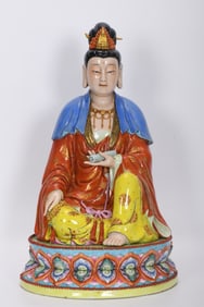Enamel Drawing Porcelain GuanYin Figure
