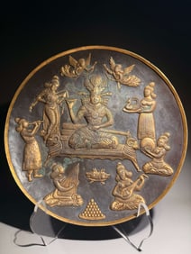 Gilt Silver Carved Character Story Pattern Plate