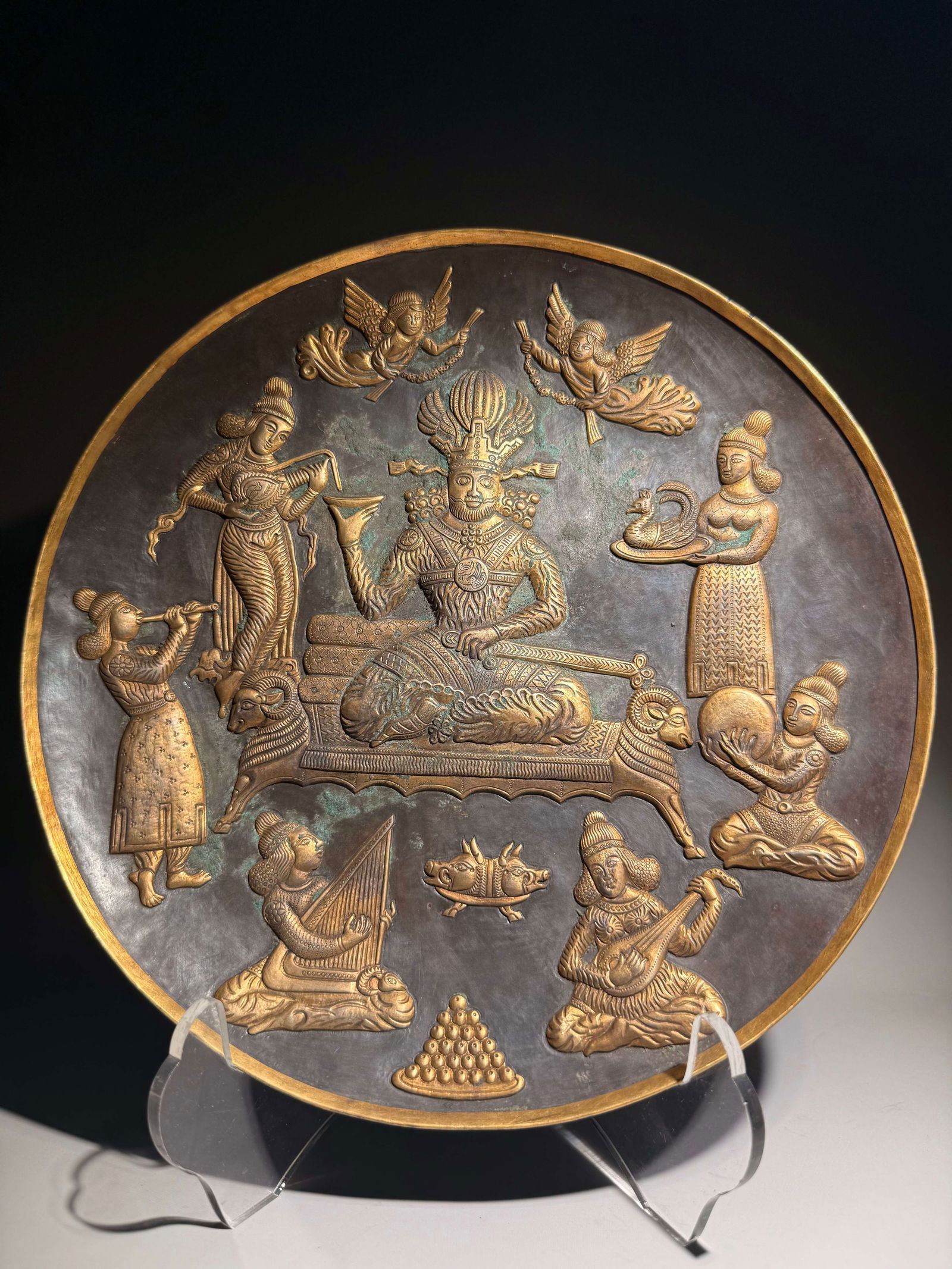 Gilt Silver Carved Character Story Pattern Plate (1 of 5)