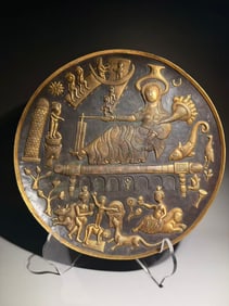 Gilt Silver Carved Character Story Pattern Plate