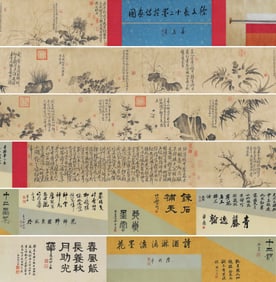 Xu Wei mark, Chinese Twelve Month Flowers painting, Ink on Paper, Hand Scroll
