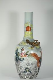 Famille Rose Phoenix Pattern Porcelain Dragon Ear Zun