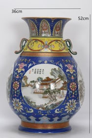 Enamel Drawing Flower and Landscape Pattern Porcelain Movable Vase