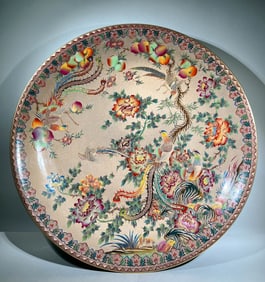 Famille Rose Flower and Bird Pattern Porcelain Plate