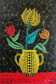 Yayoi Kusama, Flower Vase painting, Oil on Canvas