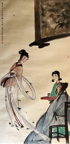 Fu Baoshi mark, Chinese Figure painting, Ink and Color on Paper, Mounted