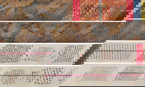 Chen Rong mark, Chinese Dragon painting, Ink and Color on Silk, Hand Scroll