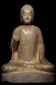 White Stone Gold Drawing Buddha Figure