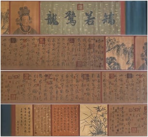 Wu Zetian mark, Chinese Calligraphy and painting painting, Ink and Color on Paper, Hand Scroll