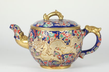 Purple Clay Colour Painted Dragon Pattern Teapot