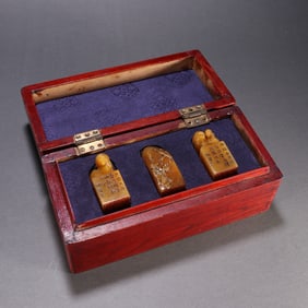 Group of Three Shoushan Tianhuang Carved Beast Stone Seal