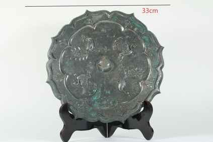 Chinese Bronze Carved Phoenix Pattern Mirror