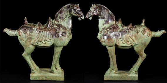 Pair of Jade Carved Horse Shape Figure
