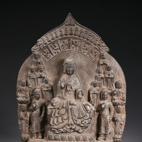 Grey Stone Buddha Figure