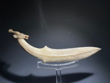 Jade Carved Cloud Pattern Ram Shape Sword Ornament
