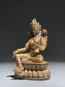 Gilt Bronze Green Tara Figure