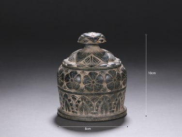 Grey Stone Carved Flower Pattern Pot