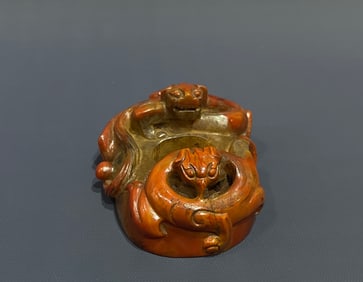 Jade Carved Chi Dragon Shape Ornament