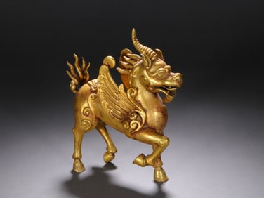 Gilt Bronze Carved Beast Shape Figure