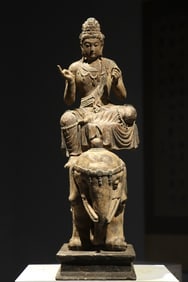 Grey Stone Samantabhadra Figure
