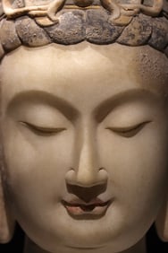 White Stone Colour Painted GuanYin Head Figure
