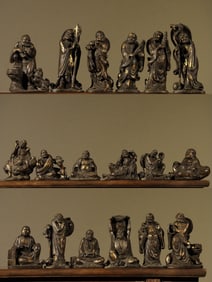 Group of Eighteen Gilt Bronze Eighteen Arhats Figure