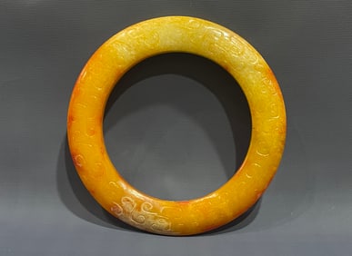 Jade Carved Cloud Pattern Bangle