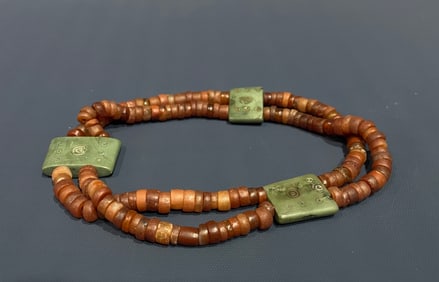 Agate and Jade Bead Bracelet