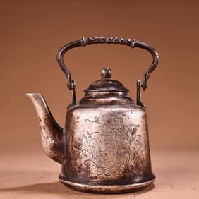 Bronze Silver Carved Character Story Pattern Handle Pot