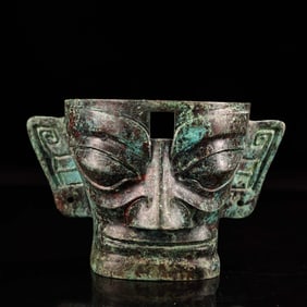 Chinese Bronze Carved Character Mask