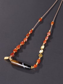 Agate and Solid Gold Necklace