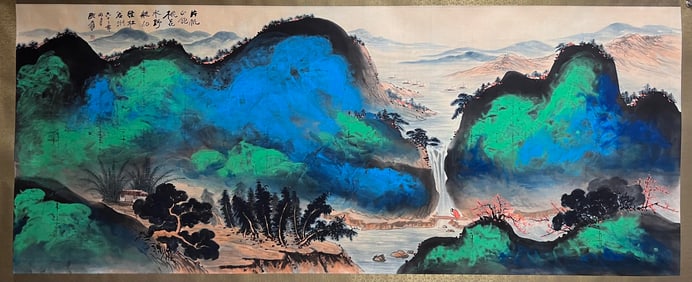 Chinese Drawing Colored Landscape Painting,Zhang Daqian Mark