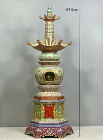 Enamel Drawing Flower Pattern Porcelain Pagoba
